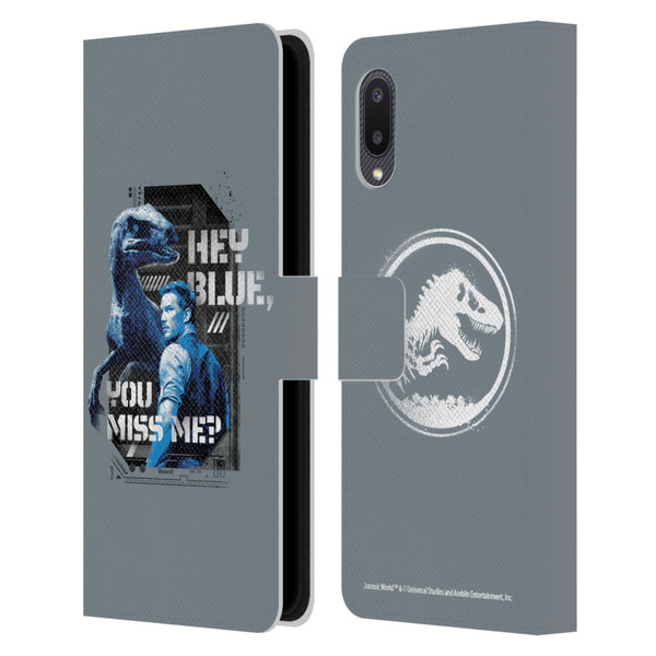 Jurassic World Fallen Kingdom Key Art Hey Blue & Owen Leather Book Wallet Case Cover For Samsung Galaxy A02/M02 (2021)