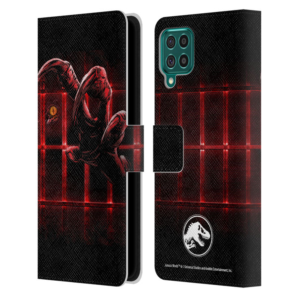Jurassic World Fallen Kingdom Key Art Claw In Dark Leather Book Wallet Case Cover For Samsung Galaxy F62 (2021)