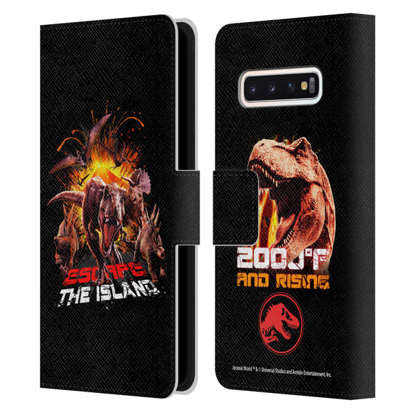 Jurassic World Fallen Kingdom Key Art Dinosaurs Escape Island Leather Book Wallet Case Cover For Samsung Galaxy S10