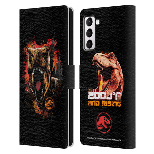 Jurassic World Fallen Kingdom Key Art T-Rex Art Leather Book Wallet Case Cover For Samsung Galaxy S21+ 5G