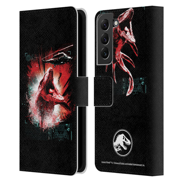 Jurassic World Fallen Kingdom Key Art Mosasaurus Leather Book Wallet Case Cover For Samsung Galaxy S22+ 5G