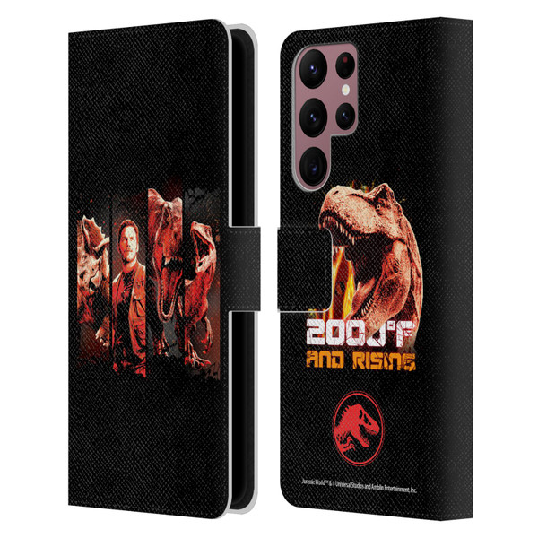 Jurassic World Fallen Kingdom Key Art Character Frame Leather Book Wallet Case Cover For Samsung Galaxy S22 Ultra 5G