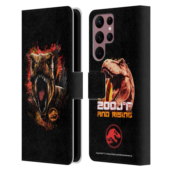 Jurassic World Fallen Kingdom Key Art T-Rex Art Leather Book Wallet Case Cover For Samsung Galaxy S22 Ultra 5G