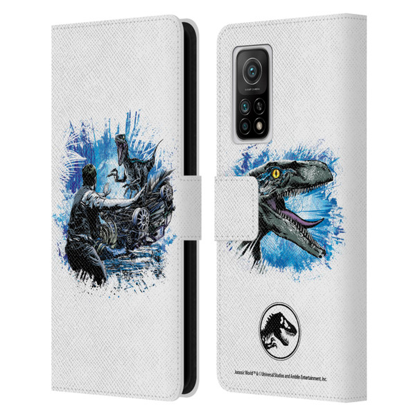 Jurassic World Fallen Kingdom Key Art Blue & Owen Distressed Look Leather Book Wallet Case Cover For Xiaomi Mi 10T 5G