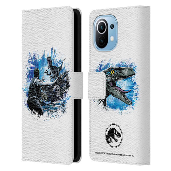 Jurassic World Fallen Kingdom Key Art Blue & Owen Distressed Look Leather Book Wallet Case Cover For Xiaomi Mi 11