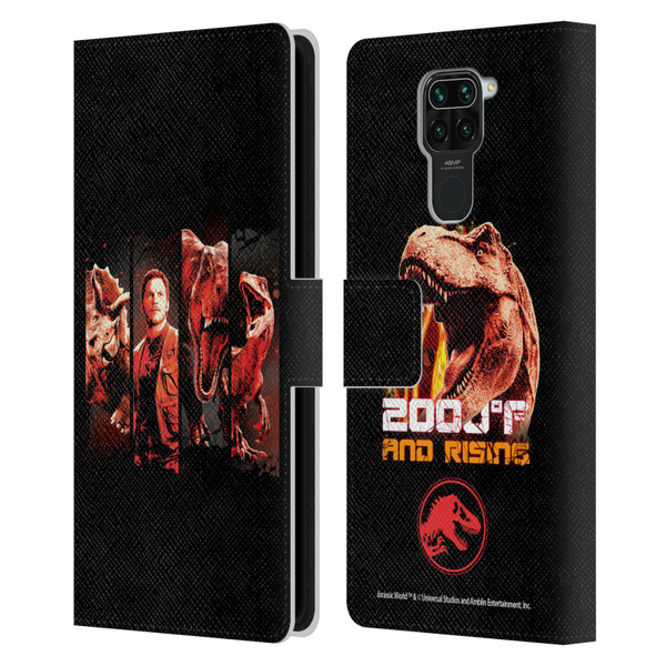 Jurassic World Fallen Kingdom Key Art Character Frame Leather Book Wallet Case Cover For Xiaomi Redmi Note 9 / Redmi 10X 4G