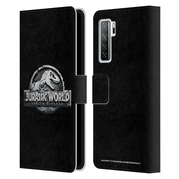 Jurassic World Fallen Kingdom Logo Plain Black Leather Book Wallet Case Cover For Huawei Nova 7 SE/P40 Lite 5G