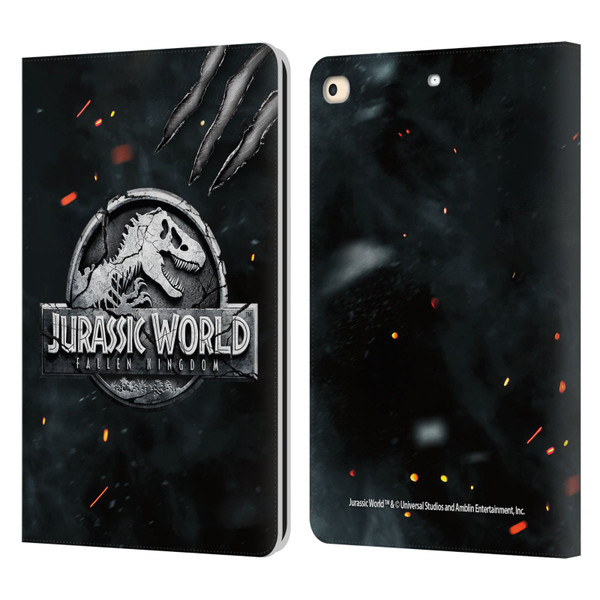 Jurassic World Fallen Kingdom Logo Dinosaur Claw Leather Book Wallet Case Cover For Apple iPad 9.7 2017 / iPad 9.7 2018