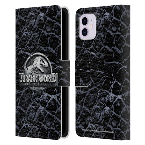Jurassic World Fallen Kingdom Logo Dinosaur Scale Leather Book Wallet Case Cover For Apple iPhone 11