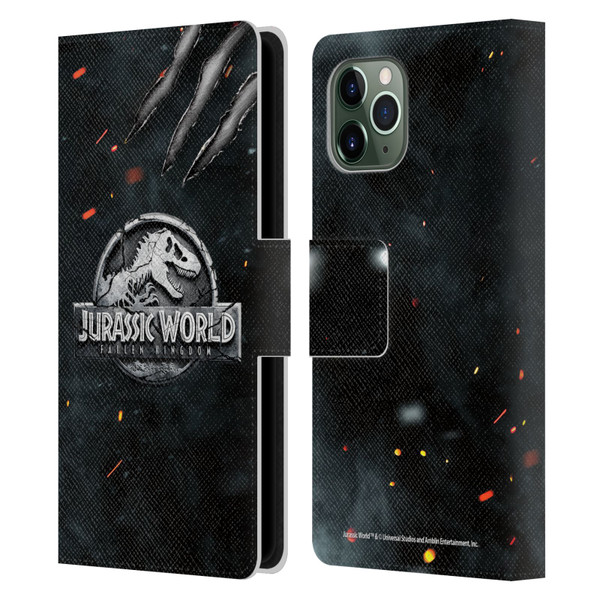 Jurassic World Fallen Kingdom Logo Dinosaur Claw Leather Book Wallet Case Cover For Apple iPhone 11 Pro