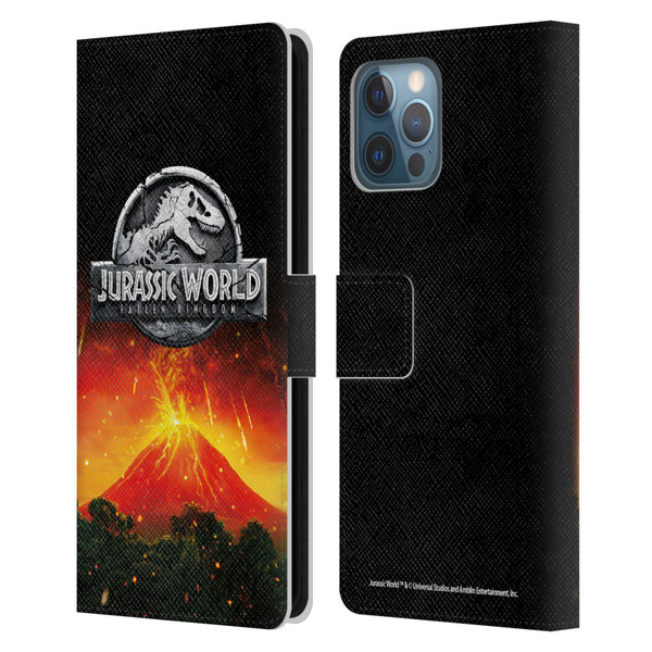 Jurassic World Fallen Kingdom Logo Volcano Eruption Leather Book Wallet Case Cover For Apple iPhone 12 Pro Max