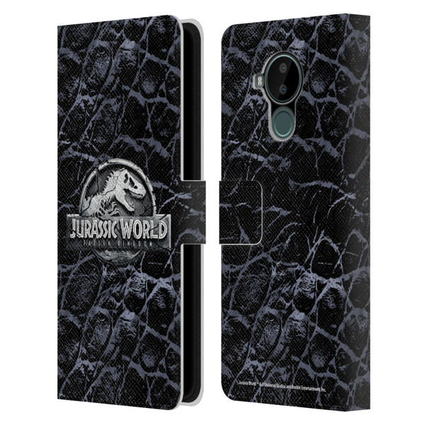 Jurassic World Fallen Kingdom Logo Dinosaur Scale Leather Book Wallet Case Cover For Nokia C30
