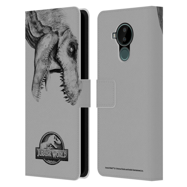 Jurassic World Fallen Kingdom Logo T-Rex Leather Book Wallet Case Cover For Nokia C30