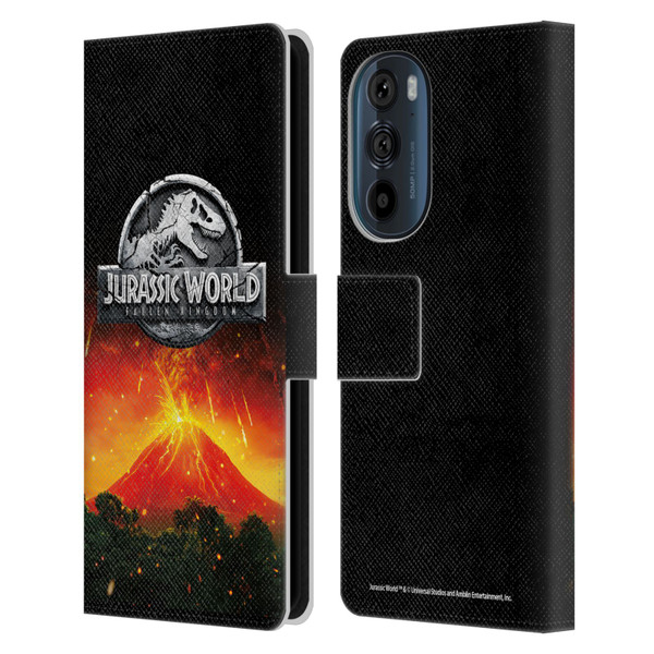 Jurassic World Fallen Kingdom Logo Volcano Eruption Leather Book Wallet Case Cover For Motorola Edge 30