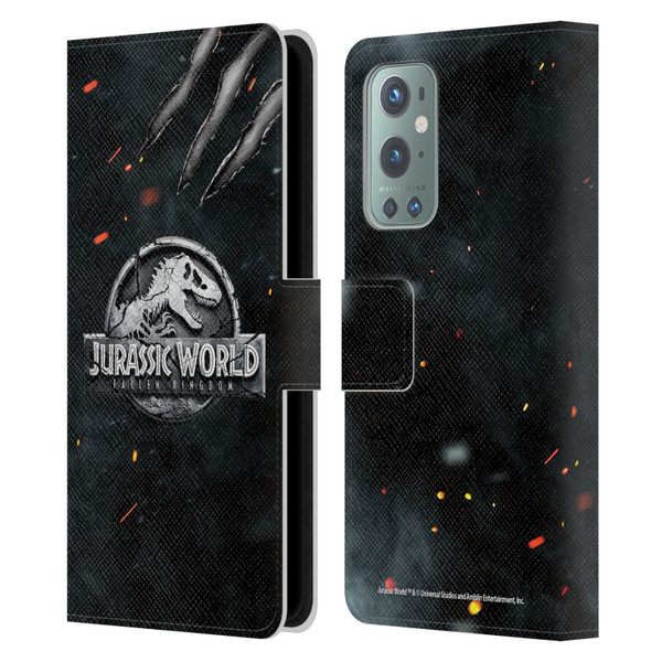 Jurassic World Fallen Kingdom Logo Dinosaur Claw Leather Book Wallet Case Cover For OnePlus 9