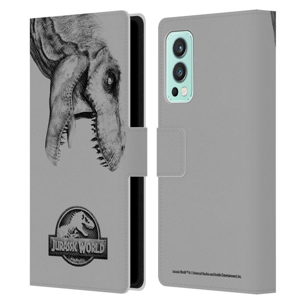 Jurassic World Fallen Kingdom Logo T-Rex Leather Book Wallet Case Cover For OnePlus Nord 2 5G