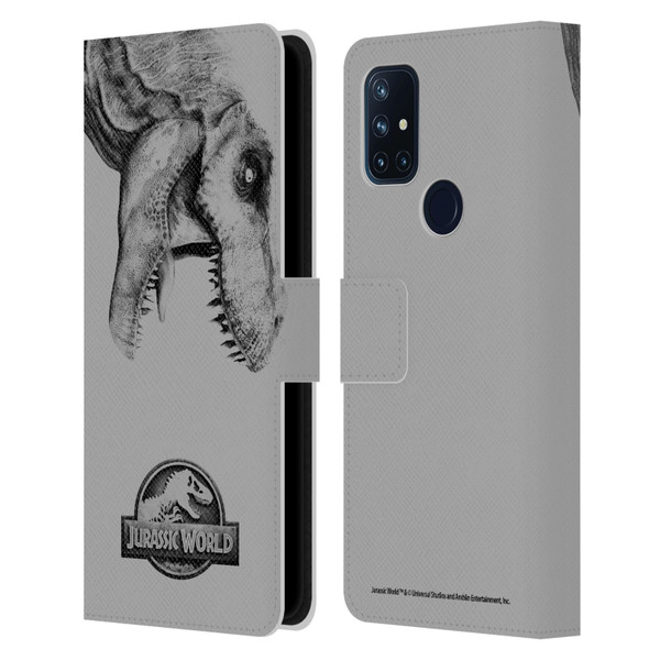 Jurassic World Fallen Kingdom Logo T-Rex Leather Book Wallet Case Cover For OnePlus Nord N10 5G