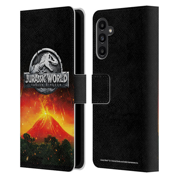 Jurassic World Fallen Kingdom Logo Volcano Eruption Leather Book Wallet Case Cover For Samsung Galaxy A13 5G (2021)