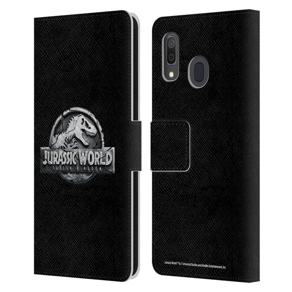 Jurassic World Fallen Kingdom Logo Plain Black Leather Book Wallet Case Cover For Samsung Galaxy A33 5G (2022)