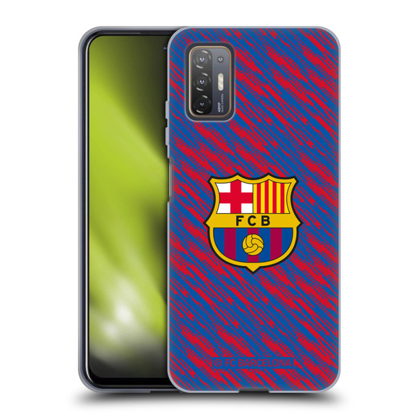 FC Barcelona Crest Patterns Glitch Soft Gel Case for HTC Desire 21 Pro 5G