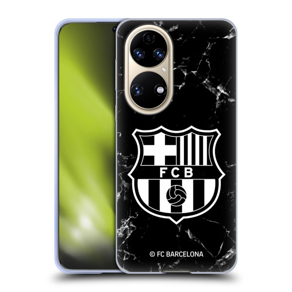 FC Barcelona Crest Patterns Black Marble Soft Gel Case for Huawei P50