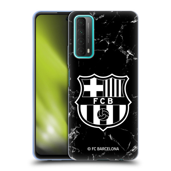 FC Barcelona Crest Patterns Black Marble Soft Gel Case for Huawei P Smart (2021)