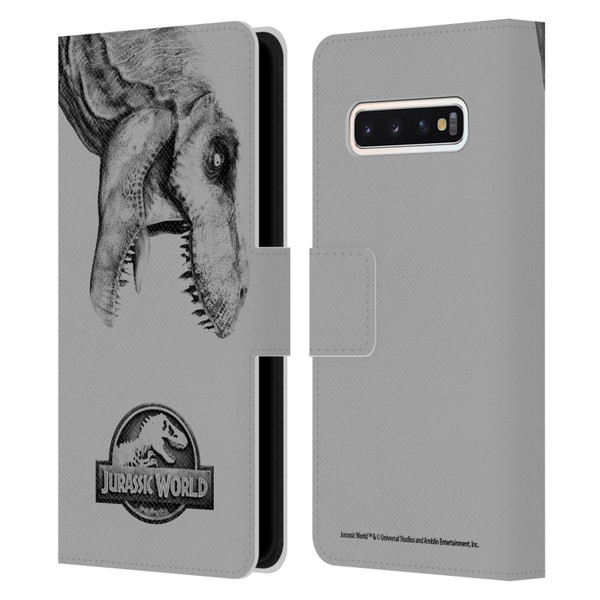 Jurassic World Fallen Kingdom Logo T-Rex Leather Book Wallet Case Cover For Samsung Galaxy S10