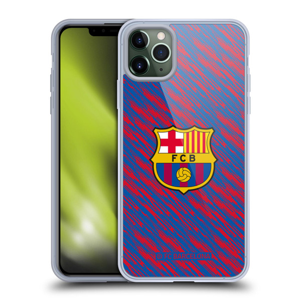 FC Barcelona Crest Patterns Glitch Soft Gel Case for Apple iPhone 11 Pro Max & MagSafe