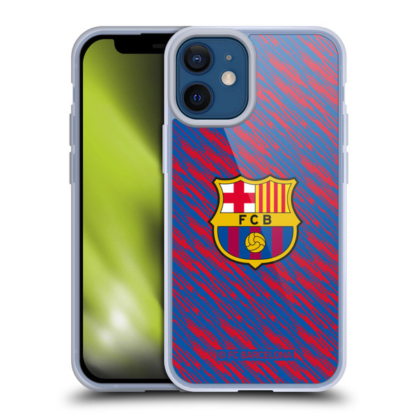 FC Barcelona Crest Patterns Glitch Soft Gel Case for Apple iPhone 12 Mini & MagSafe