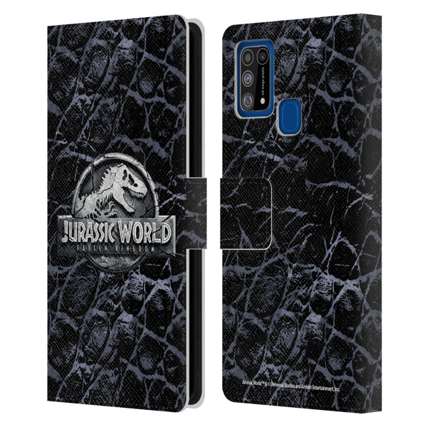 Jurassic World Fallen Kingdom Logo Dinosaur Scale Leather Book Wallet Case Cover For Samsung Galaxy M31 (2020)