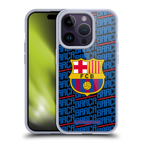 FC Barcelona Crest Patterns Barca Soft Gel Case for Apple iPhone 14 Pro