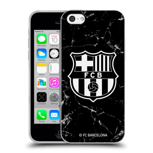 FC Barcelona Crest Patterns Black Marble Soft Gel Case for Apple iPhone 5c