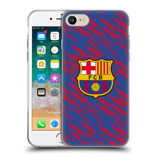 FC Barcelona Crest Patterns Glitch Soft Gel Case for Apple iPhone 7 / 8 / SE 2020 & 2022 & MagSafe