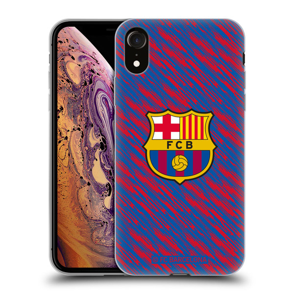 FC Barcelona Crest Patterns Glitch Soft Gel Case for Apple iPhone XR