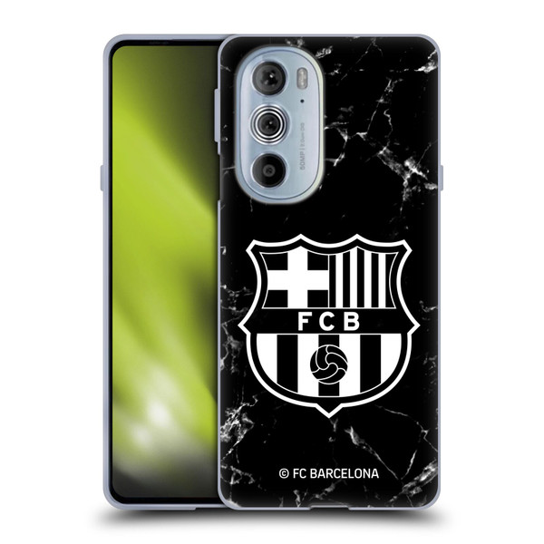 FC Barcelona Crest Patterns Black Marble Soft Gel Case for Motorola Edge X30