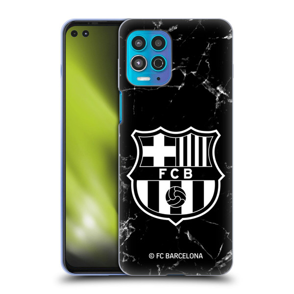 FC Barcelona Crest Patterns Black Marble Soft Gel Case for Motorola Moto G100