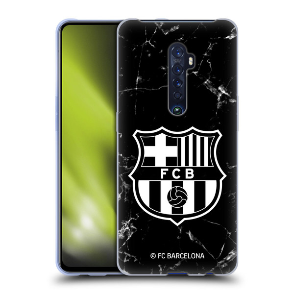 FC Barcelona Crest Patterns Black Marble Soft Gel Case for OPPO Reno 2