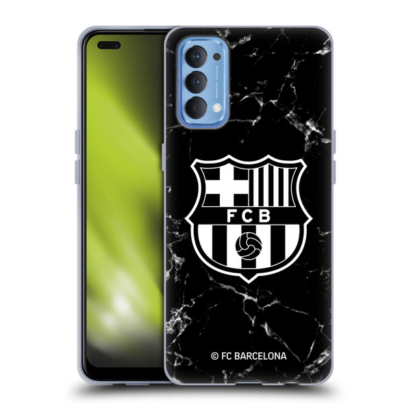 FC Barcelona Crest Patterns Black Marble Soft Gel Case for OPPO Reno 4 5G