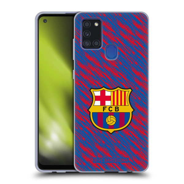 FC Barcelona Crest Patterns Glitch Soft Gel Case for Samsung Galaxy A21s (2020)