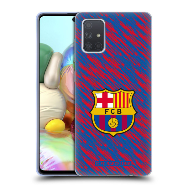 FC Barcelona Crest Patterns Glitch Soft Gel Case for Samsung Galaxy A71 (2019)