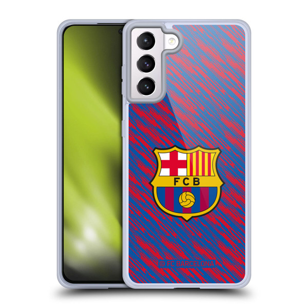 FC Barcelona Crest Patterns Glitch Soft Gel Case for Samsung Galaxy S21+ 5G