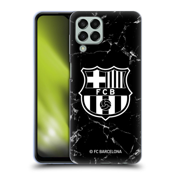FC Barcelona Crest Patterns Black Marble Soft Gel Case for Samsung Galaxy M33 (2022)
