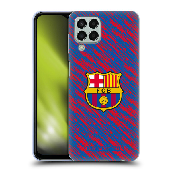 FC Barcelona Crest Patterns Glitch Soft Gel Case for Samsung Galaxy M33 (2022)