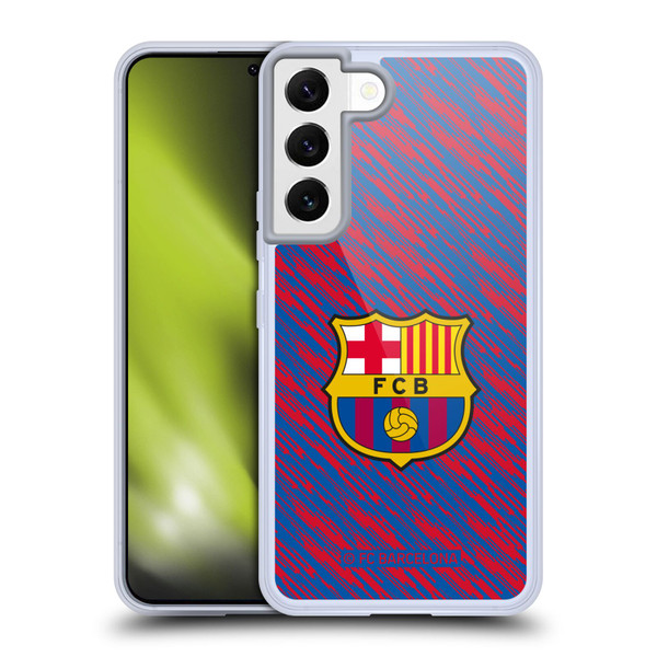 FC Barcelona Crest Patterns Glitch Soft Gel Case for Samsung Galaxy S22 5G & MagSafe