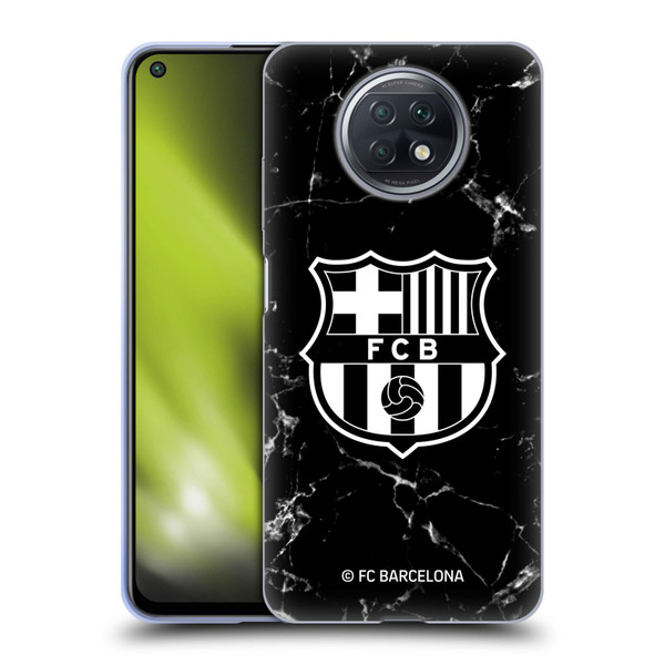 FC Barcelona Crest Patterns Black Marble Soft Gel Case for Xiaomi Redmi Note 9T 5G