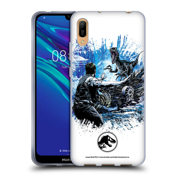 Jurassic World Fallen Kingdom Key Art Blue & Owen Distressed Look Soft Gel Case for Huawei Y6 Pro (2019)