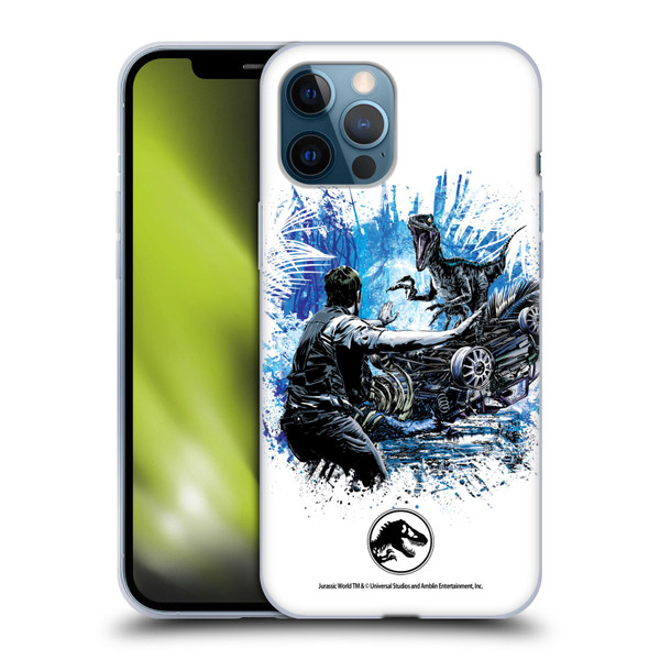 Jurassic World Fallen Kingdom Key Art Blue & Owen Distressed Look Soft Gel Case for Apple iPhone 12 Pro Max
