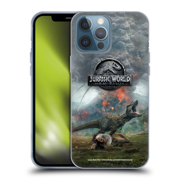 Jurassic World Fallen Kingdom Key Art T-Rex Volcano Soft Gel Case for Apple iPhone 13 Pro Max