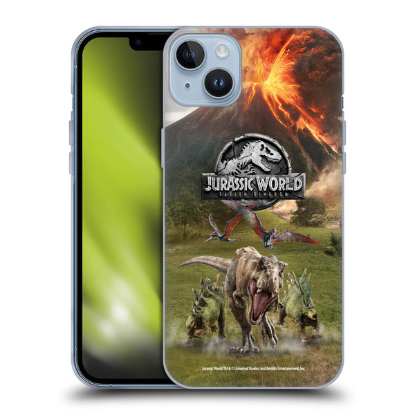 Jurassic World Fallen Kingdom Key Art Dinosaurs Escape Soft Gel Case for Apple iPhone 14 Plus