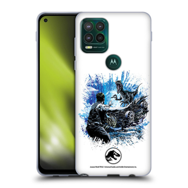 Jurassic World Fallen Kingdom Key Art Blue & Owen Distressed Look Soft Gel Case for Motorola Moto G Stylus 5G 2021